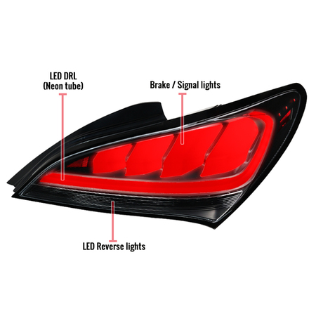 Spec-D Tuning 10-15 Hyundai Genesis 2Dr LED Tail Lights Matte Black With Sequential LT-GENS210JMLED-TM